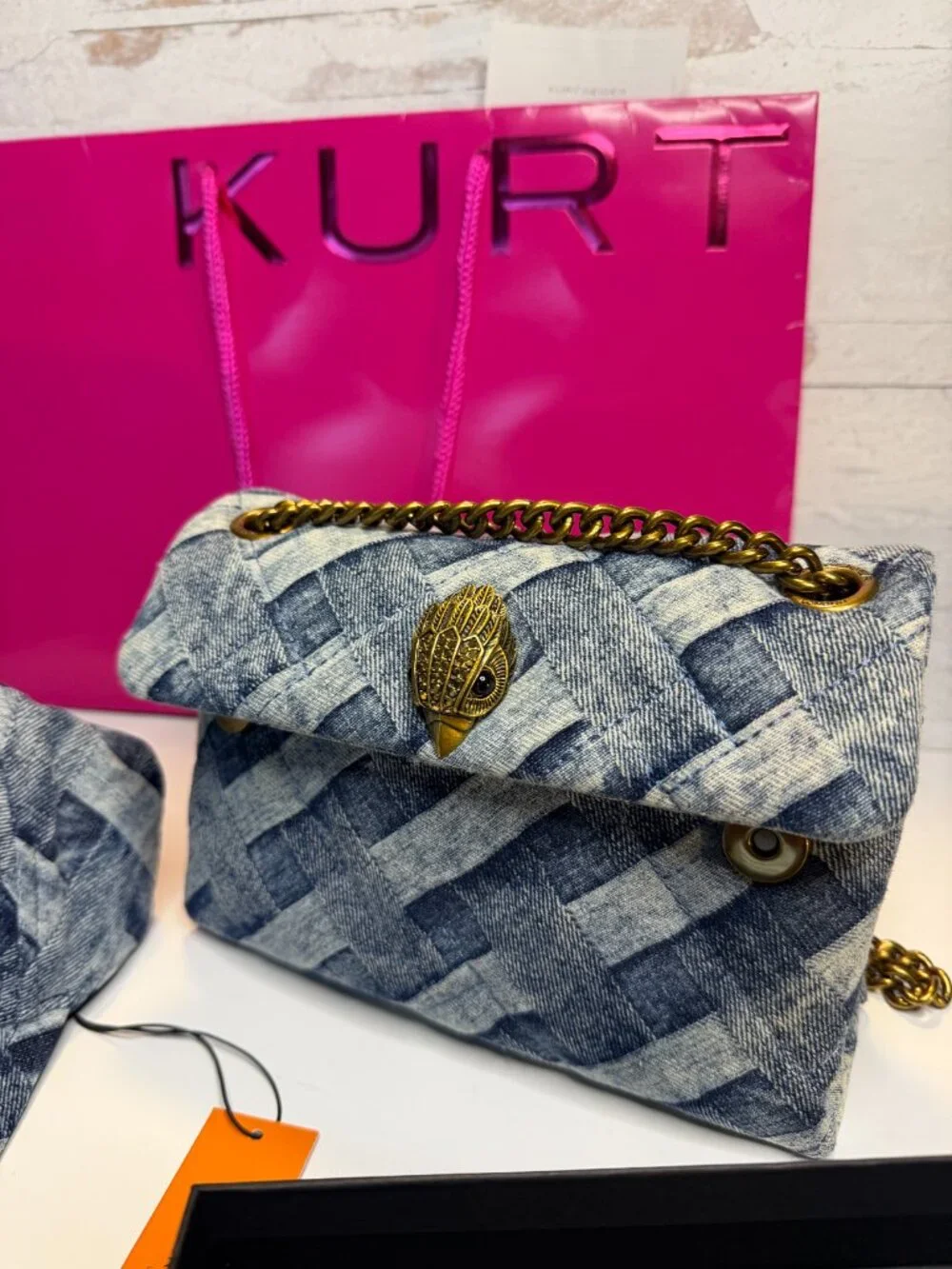 Authentic Kurt Geiger Designer LOT - Denim Quilt Bag (Med), 2 Minis, $ Hat
